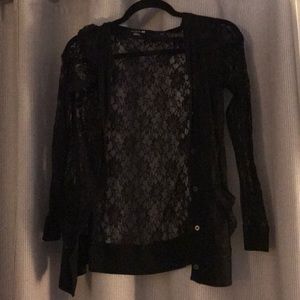 Black Lace Sweater with Pockets